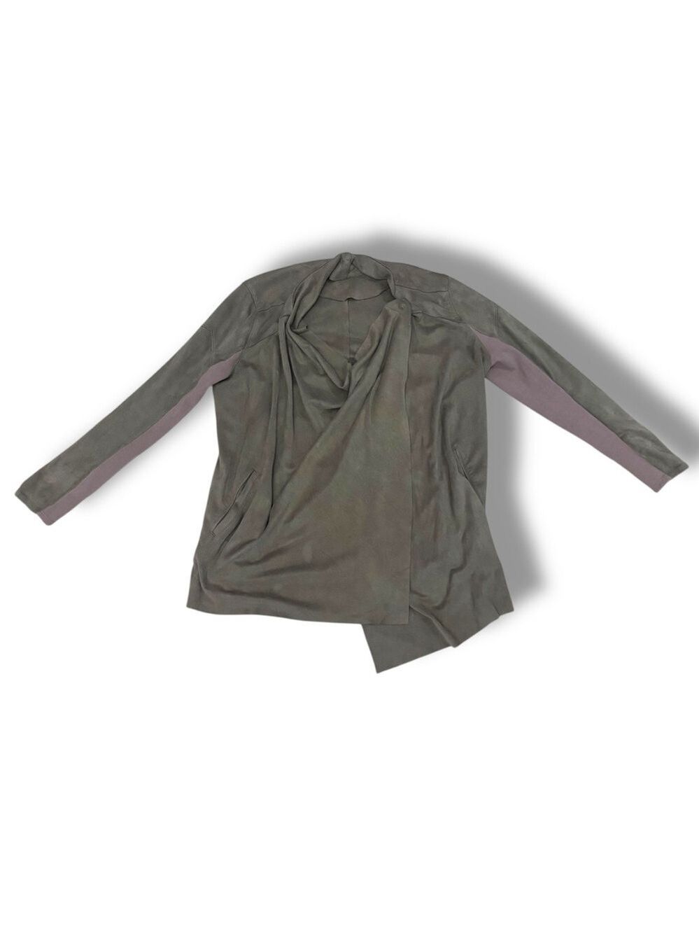 Blank NYC Greyish Taupe Drape Faux Suede Jacket Medium